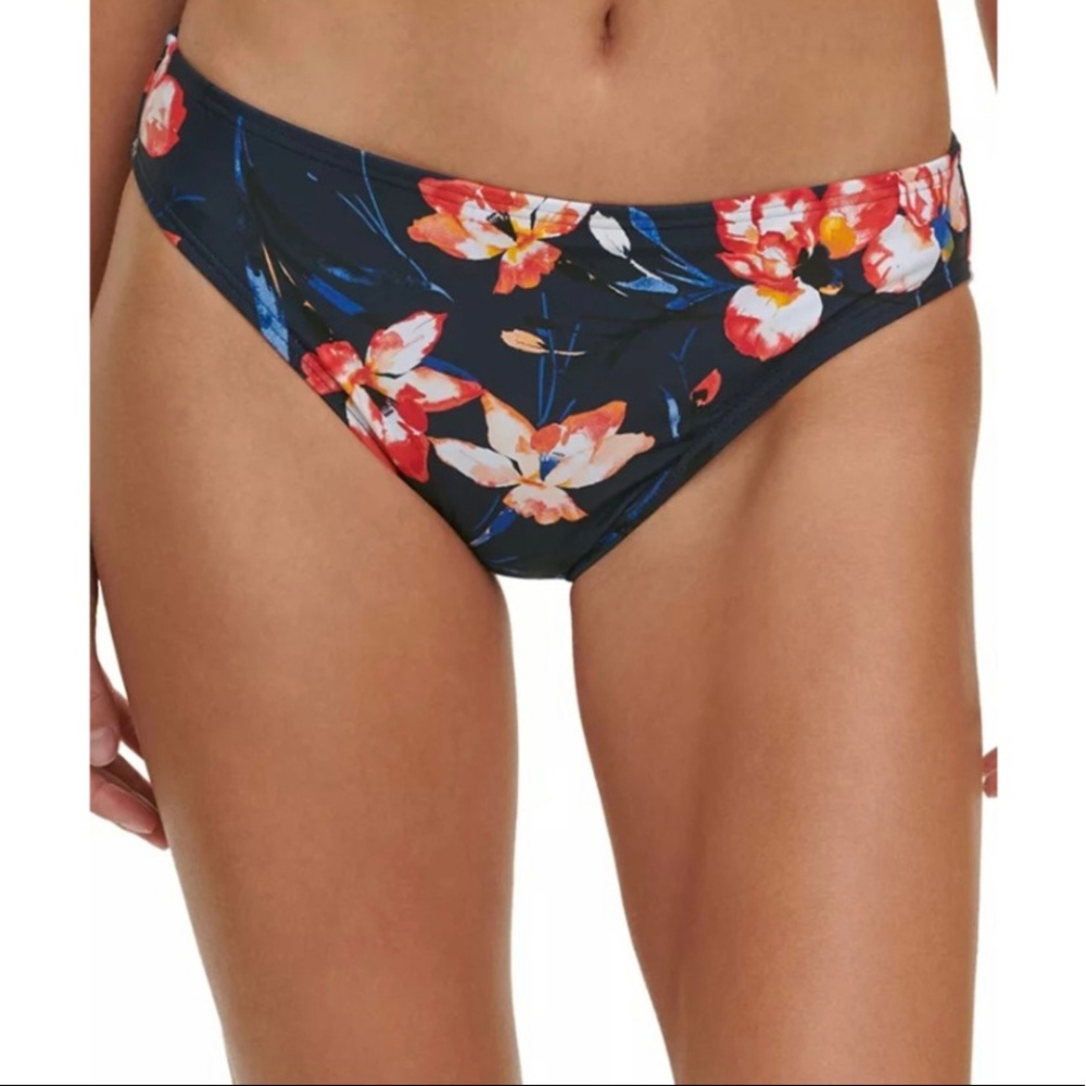 Tommy Hilfiger Floral-Print Bikini Bottom Swim Navy